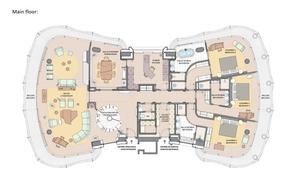 luxury duplex 6 Rooms for rent on MONACO (98000)