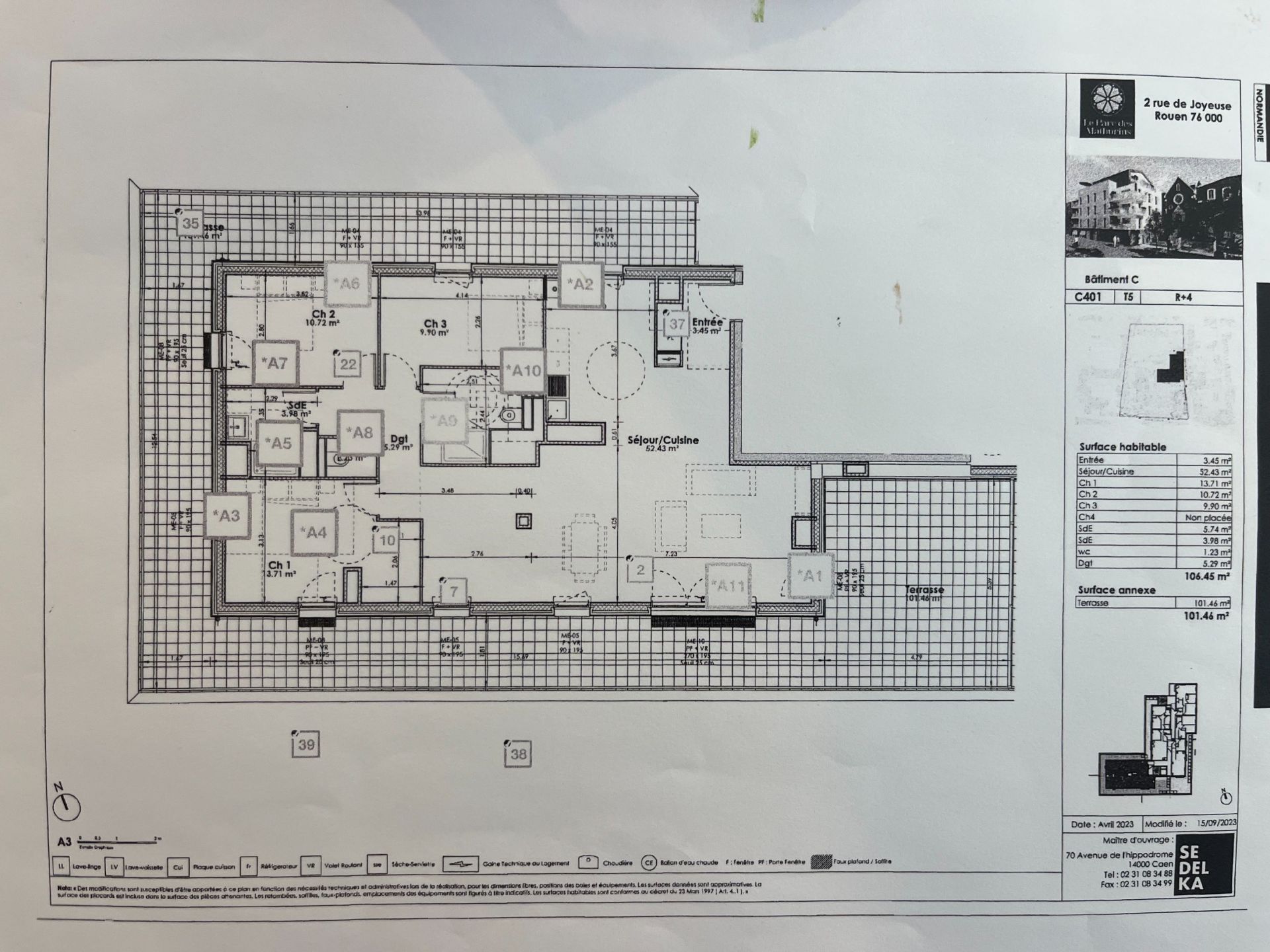 luxury apartment 5 Rooms for sale on ROUEN (76000)